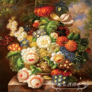 十字绣油画花卉，百花齐放富贵花开客厅餐厅走廊卧室，钻石贴画5d