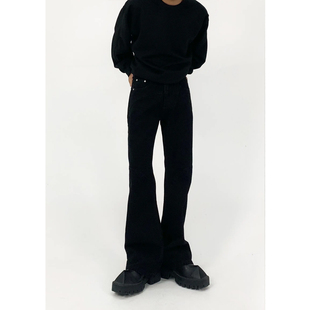 m7cleanfit牛仔裤男款，修身显瘦纯黑色，vibe裤子美式痞帅微喇长裤