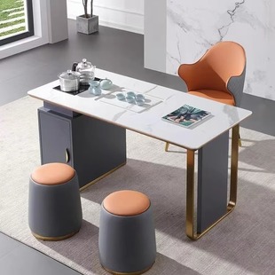 轻奢茶桌椅组合现代简约家用办公室，岩板功夫茶桌一体式阳台泡茶桌