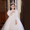 女童礼服高端春秋季主持人钢琴演奏花童婚礼小女孩白色儿童公主裙