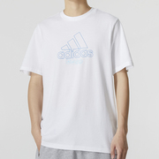 Adidas阿迪达斯夏季男装健身训练圆领透气运动短袖白色T恤IB9429