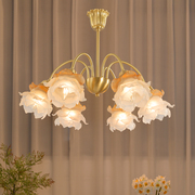现代法式复古全铜玫瑰花，吊灯卧室客厅书房，美式欧式轻奢灯具