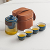 玻璃旅行茶具便携式防烫快客杯单人，户外旅游茶壶，功夫茶杯喝茶装备