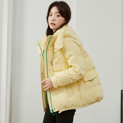 冬季加厚黄色羽绒服女短款2023年韩版时尚休闲白鸭绒宽松外套