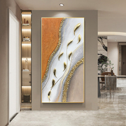 原创九鱼图抽象手绘油画入户玄关装饰画现代轻奢高档走廊过道挂画