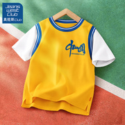真维斯集团儿童篮球衣男童夏季纯棉短袖2024大童时髦t恤夏装