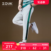 ZOUK侧边条纹裤子男暗纹美式高街卫裤束脚潮牌运动休闲裤2022