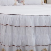 纯棉圆床床裙单件全棉蕾丝双层花边圆形床罩韩式公主风床单2米2.2