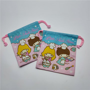 外贸出口日本限定可爱卡通三丽家双子星抽带纯棉化妆包收纳包
