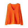 防晒女士镂空慵懒套衫，秋冬季羊绒衫橘色针织，打底内搭出售