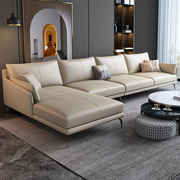 布雷尔意式极简真皮沙发大小户型，客厅家具转角位轻奢皮艺沙发组合