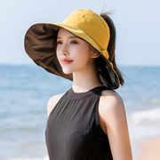 帽子女夏防晒(夏防晒)空顶遮阳帽沙滩出游百搭时尚，大沿遮脸防紫外线太阳帽