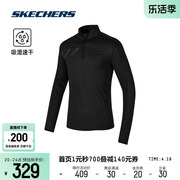 skechers斯凯奇2024夏季男士，长袖t恤立领，针织半开胸吸湿速干