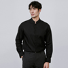 春款男士休闲立领长袖衬衫加肥加大码商务设计感黑色衬衫高级感