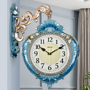创意田园个性韩版客厅双面挂钟欧式复古家用两面钟表仿古壁挂时钟