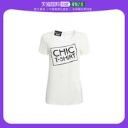 香港直邮moschino女士，白色真丝混纺衬衫，圆领短袖t恤ha0224-5837