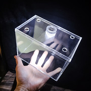 长方形透明鱼缸亚克力斗鱼盒办公室桌面迷你小型方缸带盖子透气孔