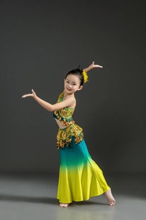 儿童傣族舞蹈演出服装，表演服鱼尾，练功裙女成人剧目考级艺考孔雀舞