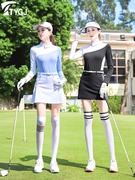 ttygj高尔夫女士长袖t恤速干polo衫侧翻领透气修身显瘦女款golf运