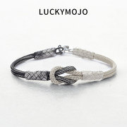 LUCKYMOJO青丝到白发土耳其编织纯银情侣手链定情信物小众银手绳