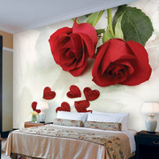 现代简约温馨壁画墙布，酒店浪漫主题背景墙，壁纸卧室床头玫瑰花墙纸
