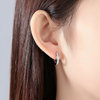 S925纯银耳环简约镶钻耳扣 百搭气质耳饰水晶耳圈防过敏女款耳钉