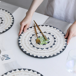 法式轻奢餐垫水果盘子天然贝壳隔热垫欧式创意高级感装饰托盘桌垫