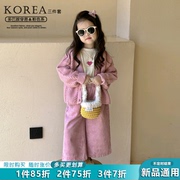 女童秋装套装洋气时髦儿童装女宝宝韩版针织毛线开衫小女孩三件套