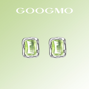 GOOGMO微光宝石耳钉小众设计高级感气质简约绿色耳饰2024年潮