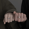 《郁金香》情侣对戒一对银戒指原创设计定制可刻字礼物520送男友
