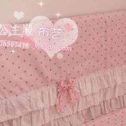 粉红圆点可爱小公主蛋q糕裙式床头罩三层花边，梦幻紫色床头套盖