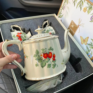 法式复古陶瓷花茶壶轻奢咖啡杯碟英式精致下午茶具套装乔迁盒