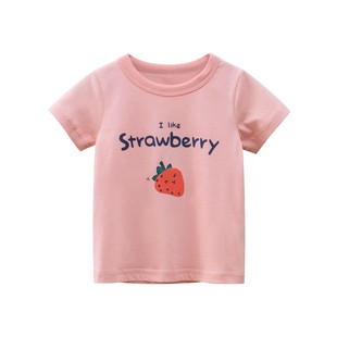 儿童韩版丅血童装夏季4岁女孩夏天短袖草莓水果，t恤女童衣服体血衫
