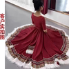 藏族舞蹈裙练习上衣水袖民族舞蹈演出服长裙练功服艺考舞台大摆裙