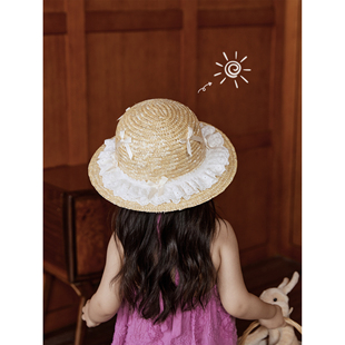 naixibaby|人手一顶!夏季女童拉菲草草帽，甜美花边蝴蝶结遮阳帽