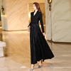 秋款女装2023年黑色国风新中式，连衣裙高端品牌，垂坠感长裙1822