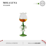 molaluna.orchid.酒具复古铃，兰花高脚杯高硼硅玻璃咖啡杯兰铃