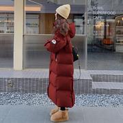 长款红色羽绒棉衣棉服外套女冬季2024时尚洋气加厚面包服棉袄