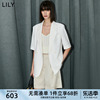 lily2024夏女装(夏女装)气质都市，通勤款复古双排扣五分袖轻薄西装外套