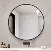 免打孔浴室镜子高清卫生间带置物架壁挂挂墙式自粘厕所洗手间圆镜