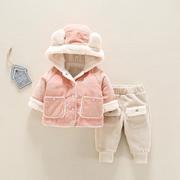 宝宝棉衣套装2021冬季婴儿棉袄男女童加绒加厚保暖棉服外套潮