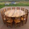饭店实木圆桌带转盘大圆桌餐桌椅组合桌子椅子一套纯木碳化木