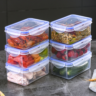 厨房冰箱长方形保鲜盒微波，耐热塑料饭盒，食品餐盒水果收纳密封盒