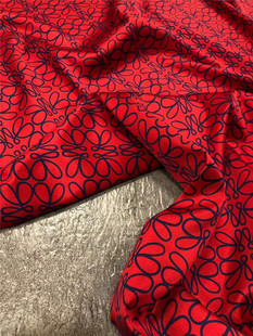 丝绸之路22定位花弹力斜纹，真丝红色衬衫，定制布面料(布面料)