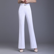 白色喇叭裤女春季2023高腰垂感修身长裤气质通勤微喇西装裤子