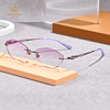 万金宝(万金宝)2021年钻石，切边眼镜女士优雅纯钛无框近视眼镜ma-5026