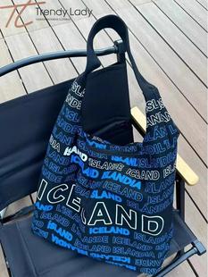 迪丽热巴冰岛包花少热巴同款包包周边帆布手袋字母花儿与少年秦岚