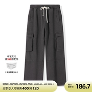 sanbai叁佰立体大口袋做旧工装，运动裤男重磅纯棉直筒卫裤410g
