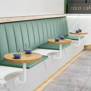 简约现代商用奶茶店壁装铁艺小圆桌咖啡店靠墙壁挂桌子卡座餐桌几