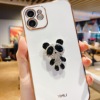 适用于苹果13promax的手机壳创意闪钻iphone13情侣，款电镀diy水钻，熊猫硅胶保护套13pro镜头全包高级感十三